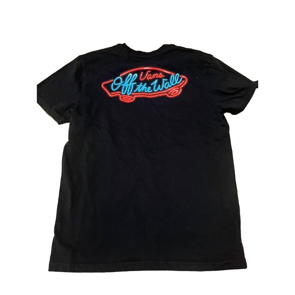 Vans Off The Wall‎ XS Tee Shirt. Pocket Front And Back Logo Black - Picture 2 of 5